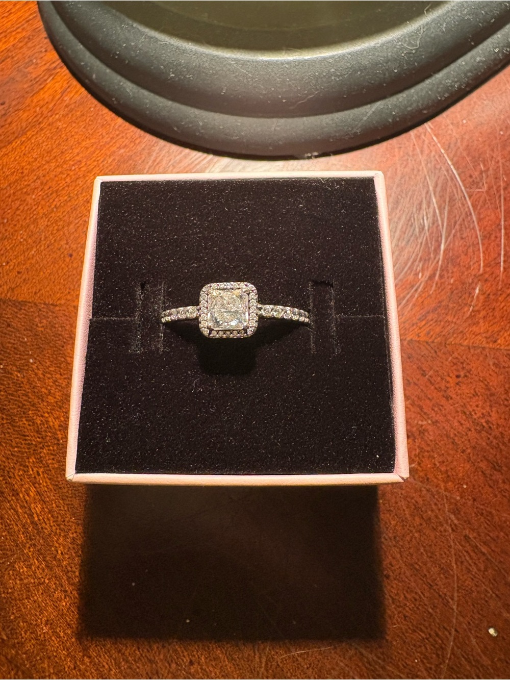 Pandora Silver Halo Square Ring with Clear Stones